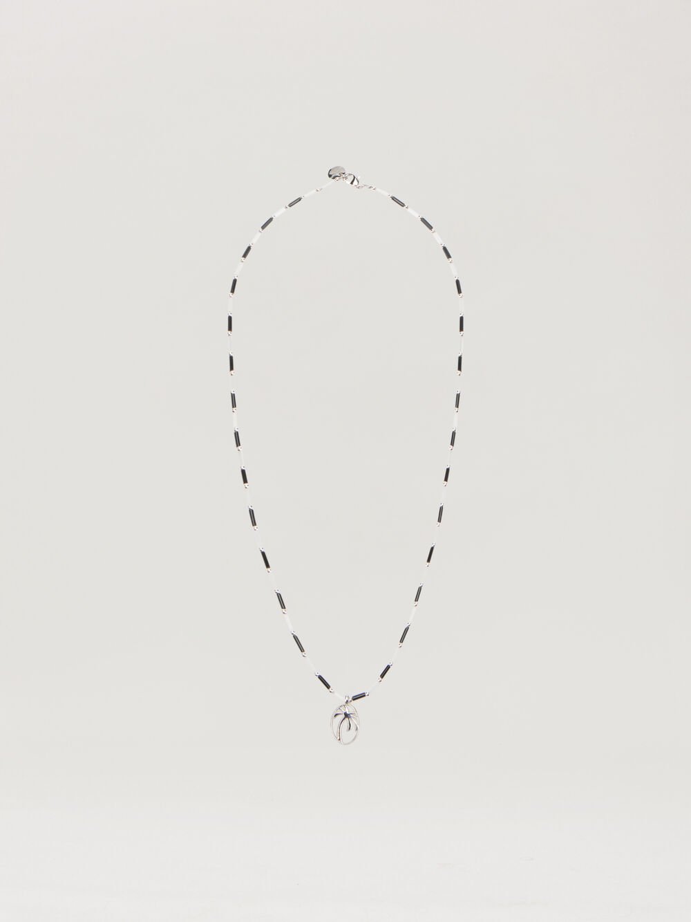 Oval Beads Necklace in BLACK - WHITE for Men