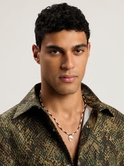 Oval Beads Necklace in BLACK - WHITE for Men