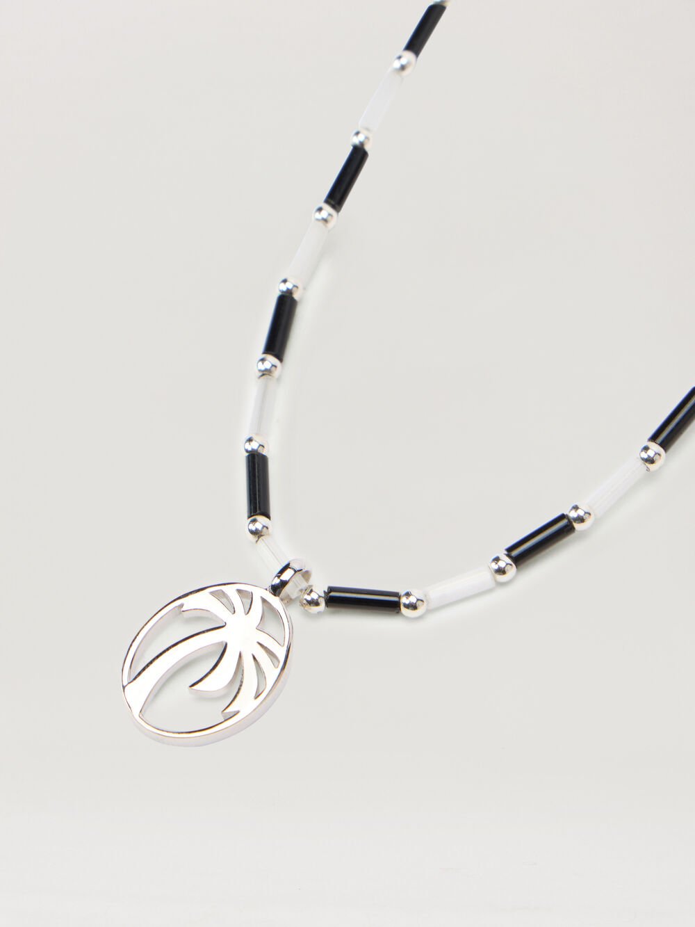 Oval Beads Necklace in BLACK - WHITE for Men