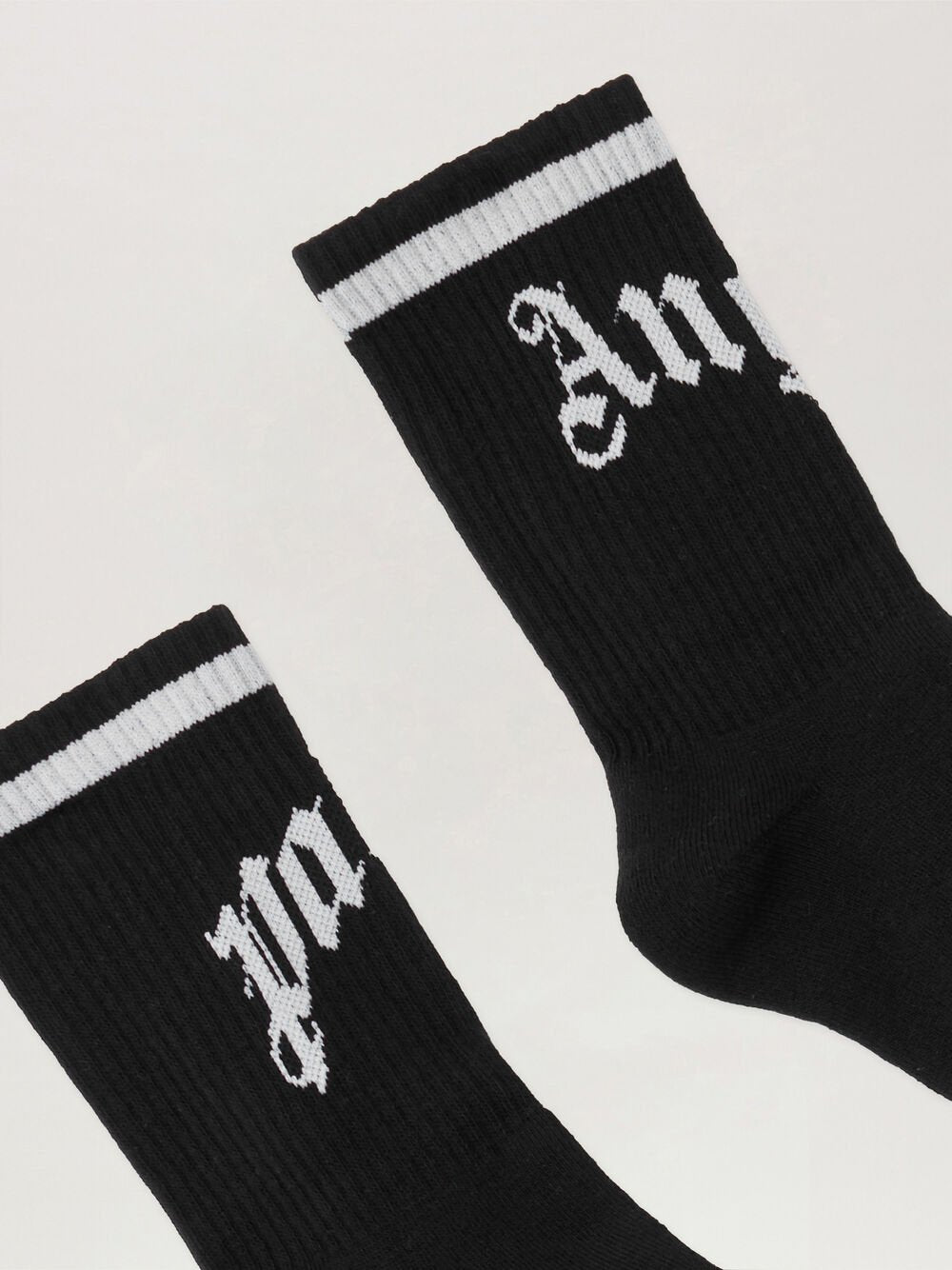 Curved Logo Track Socks in BLACK - OFF WHITE for Men
