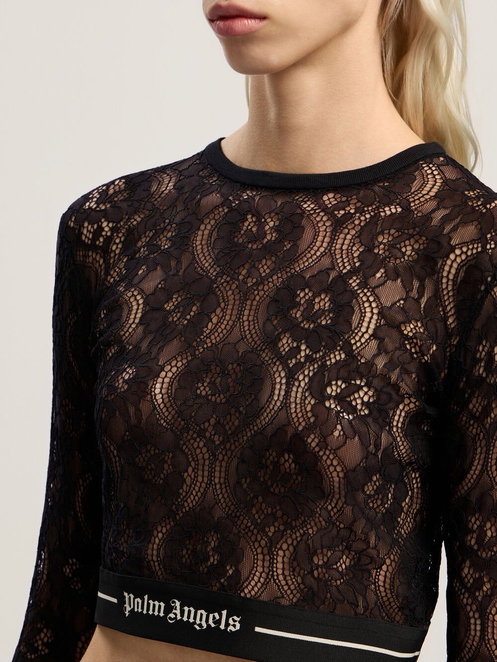 Classic Logo Lace Top in BLACK - BLACK for Women