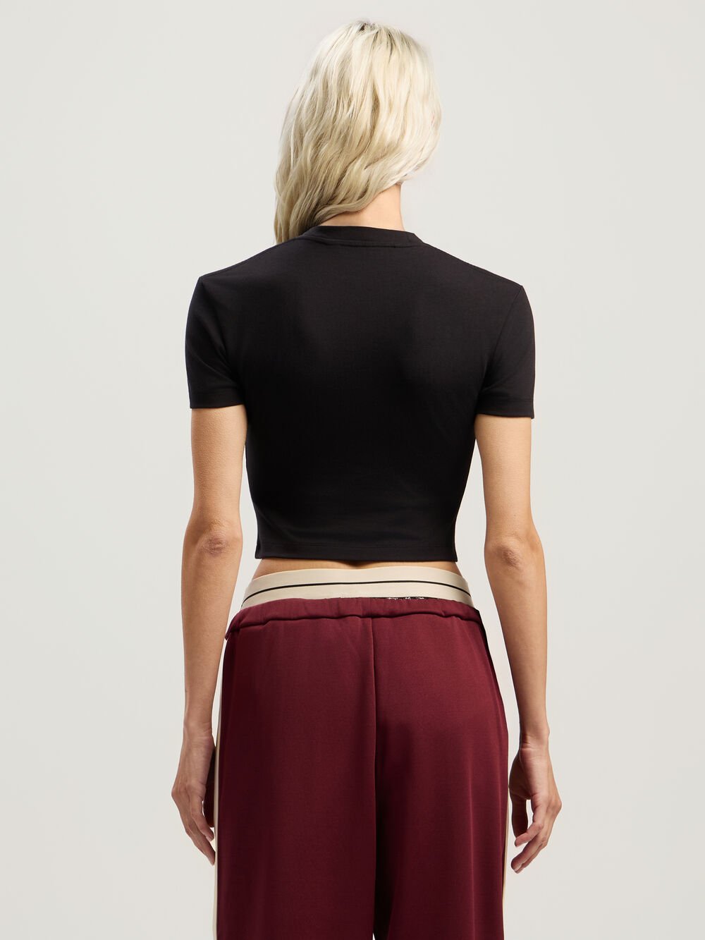 Curved Logo Baby Tee in BLACK - FUCHSIA for Women