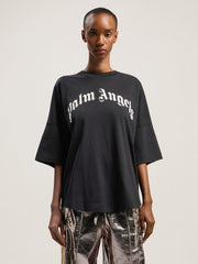 Curved Logo Over Tee in BLACK - OFF WHITE for Women