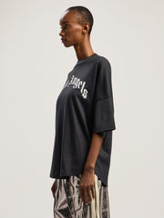 Curved Logo Over Tee in BLACK - OFF WHITE for Women