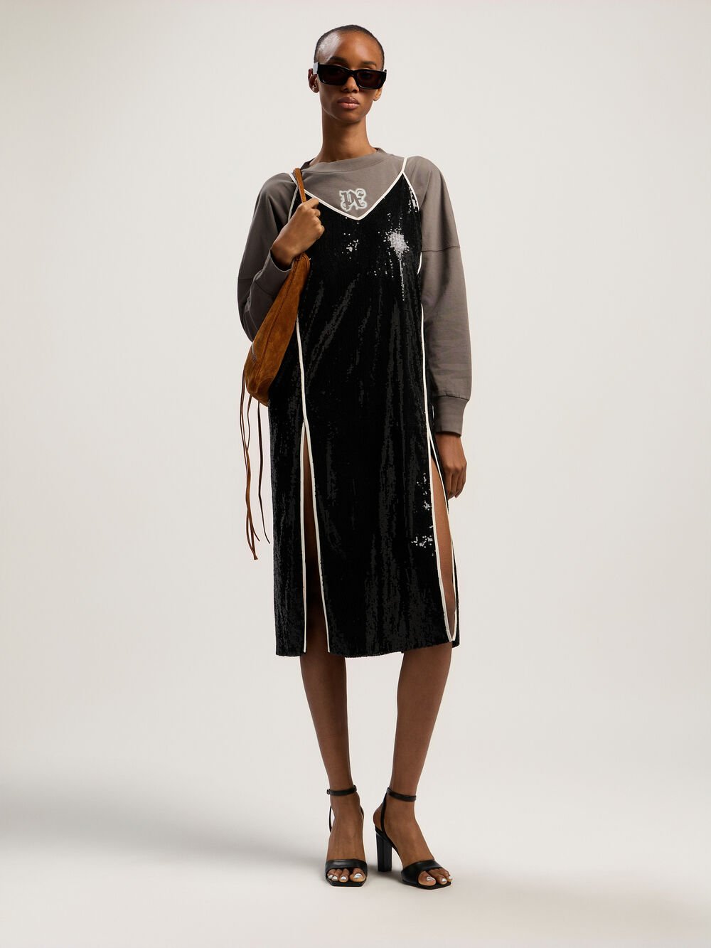 Classic Logo Crop Top in DARK GREY - OFF WHITE for Women