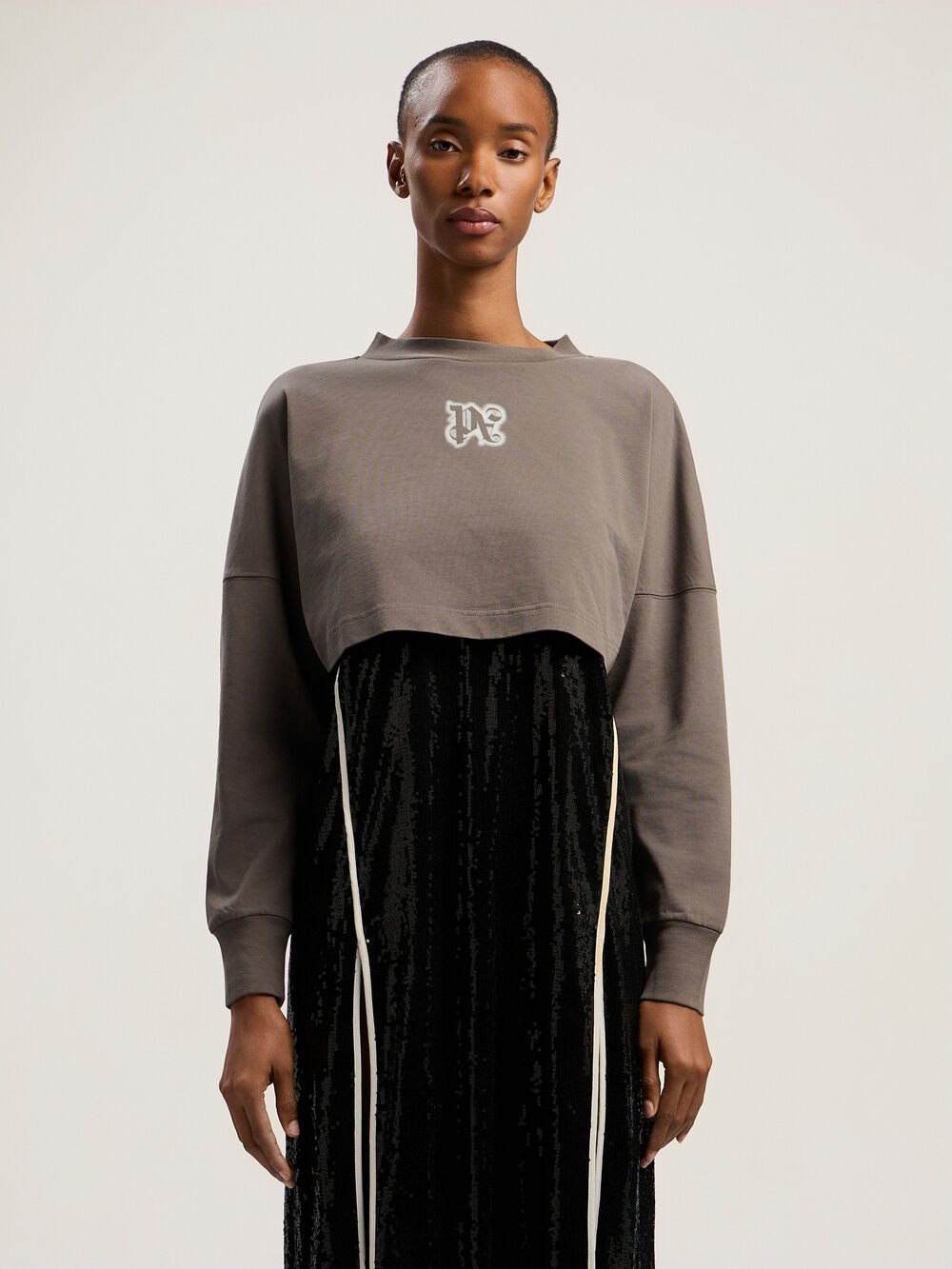 Classic Logo Crop Top in DARK GREY - OFF WHITE for Women