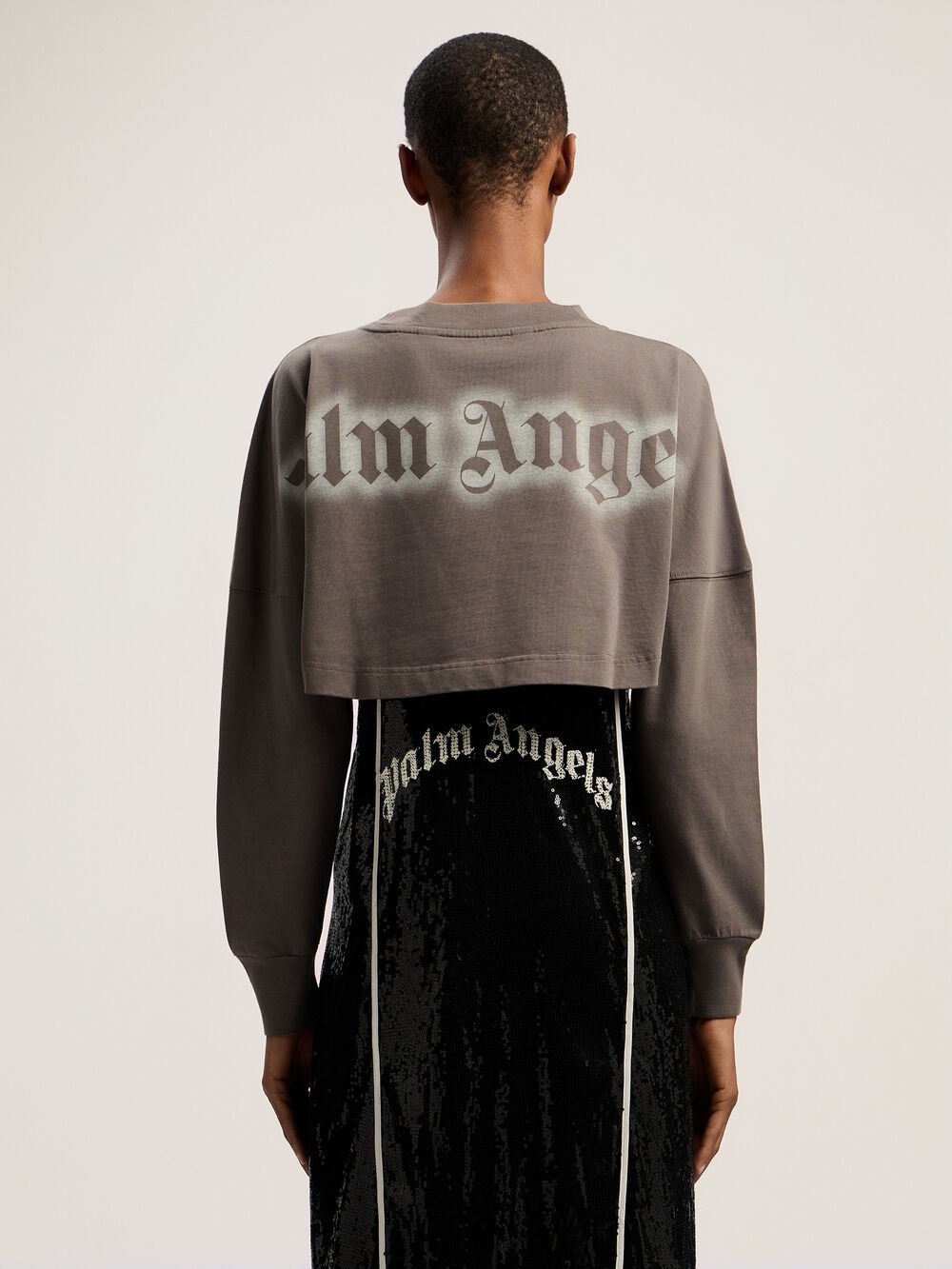 Classic Logo Crop Top in DARK GREY - OFF WHITE for Women