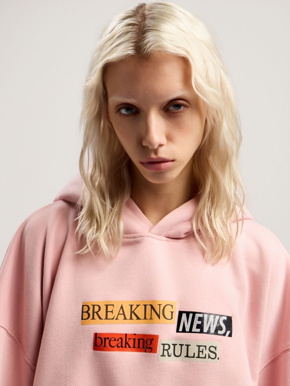 PaXLaTimes Quote Crop Hoodie in PINK - MULTICOLOR for Women