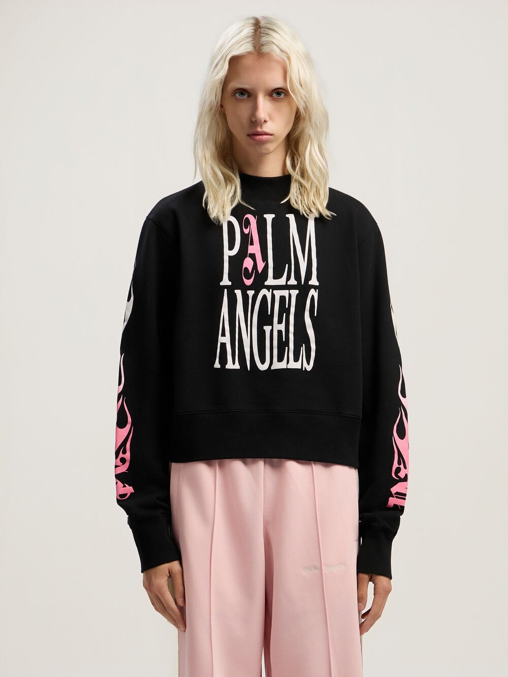 Flames Fitted Crew Sweatshirt in BLACK - MULTICOLOR for Women