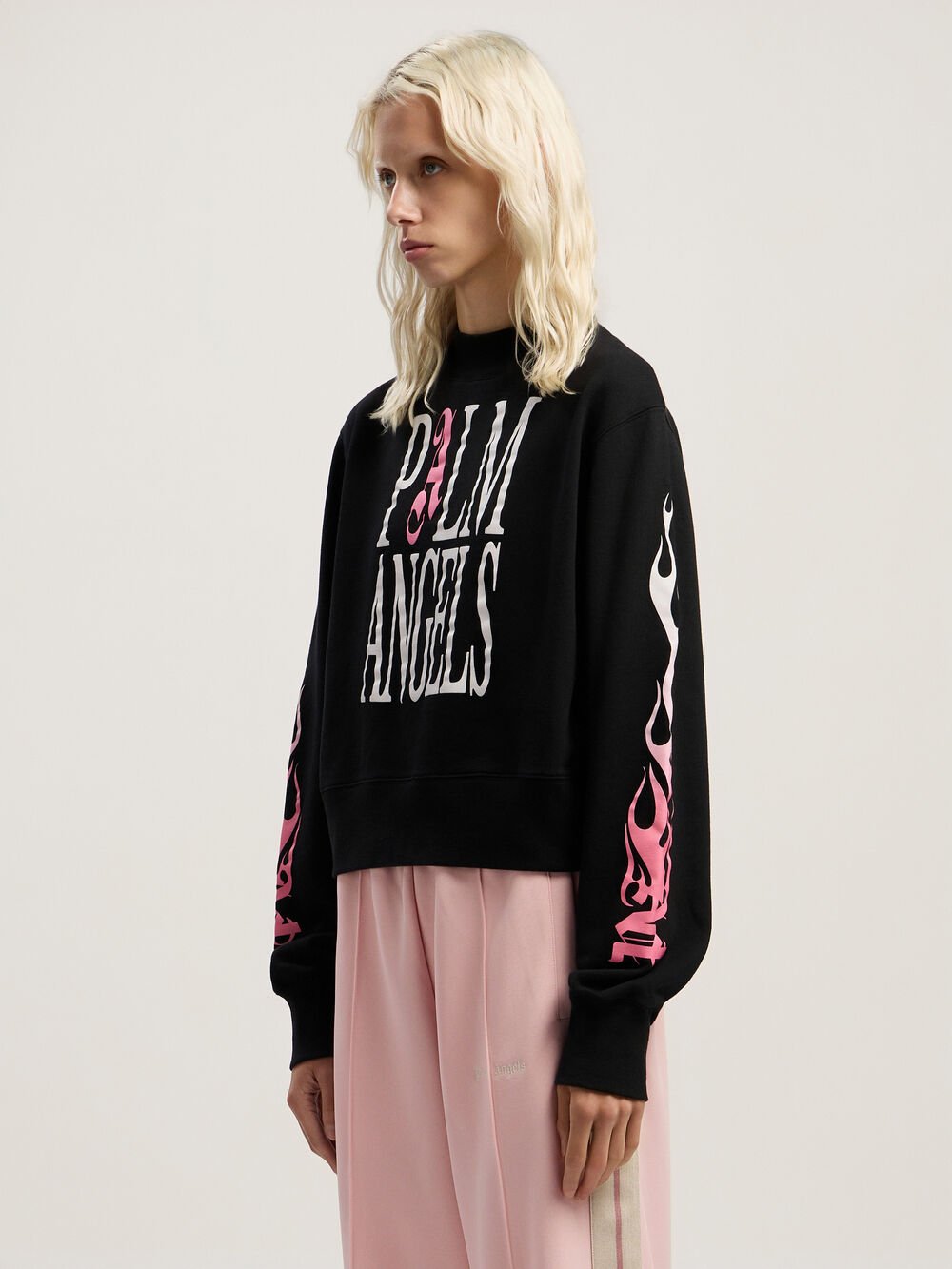 Flames Fitted Crew Sweatshirt in BLACK - MULTICOLOR for Women