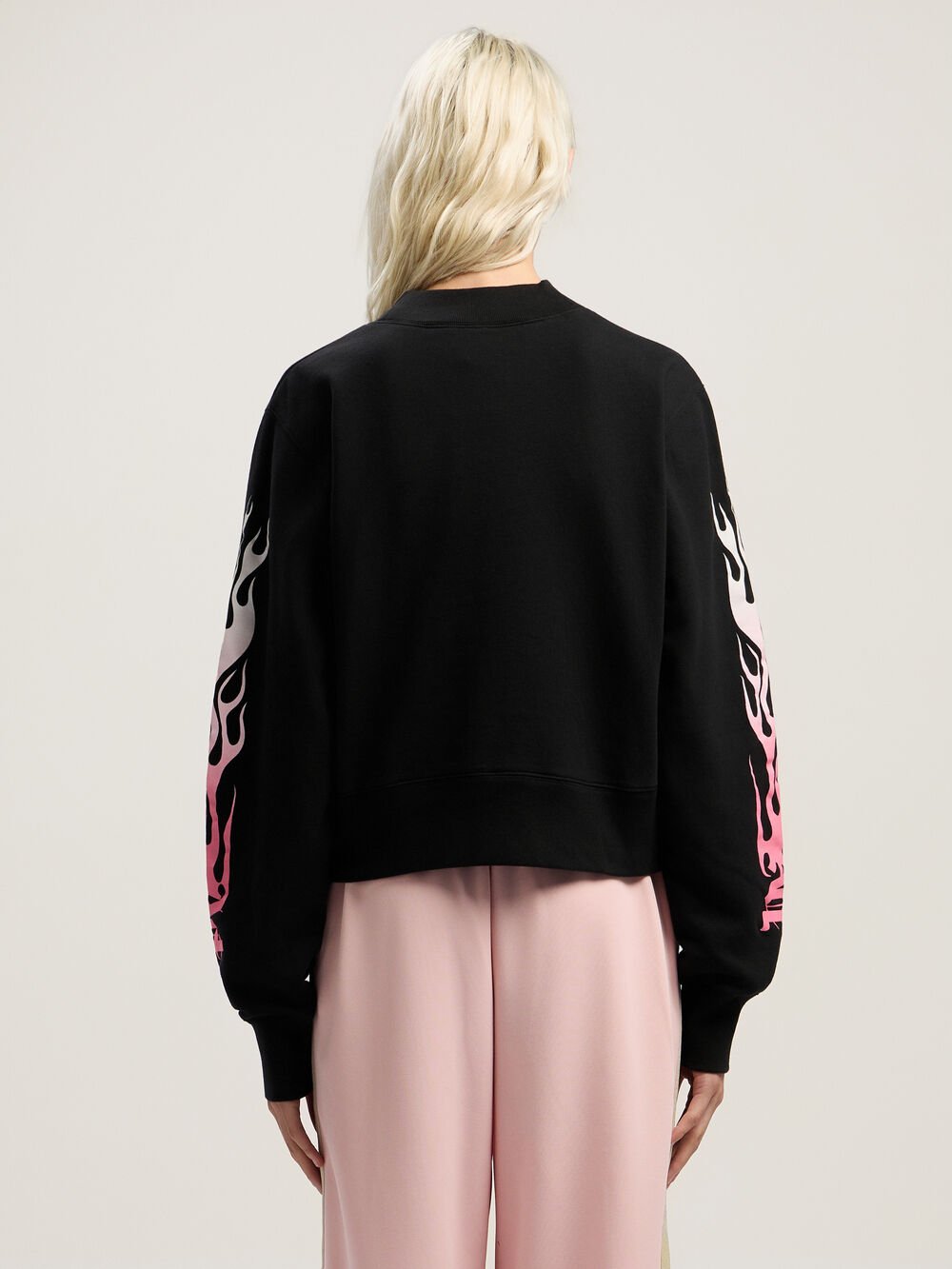 Flames Fitted Crew Sweatshirt in BLACK - MULTICOLOR for Women