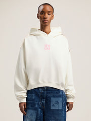 Classic Logo Neon Crop Hoodie in OFF WHITE - PINK for Women