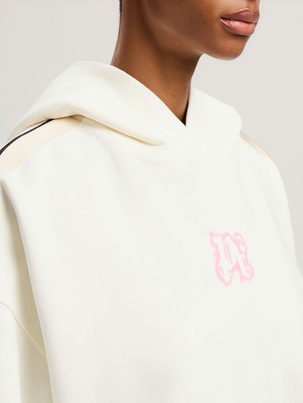 Classic Logo Neon Crop Hoodie in OFF WHITE - PINK for Women
