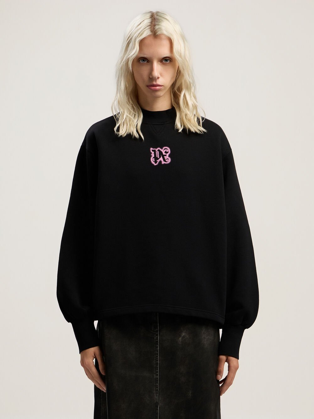 Neon Balloon Crew Sweatshirt in BLACK - PINK for Women