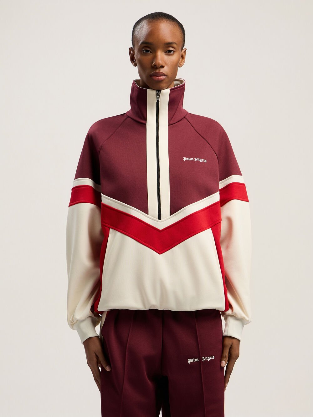 Colorblock Anorak Track Jacket in BURGUNDY - OFF WHITE for Women