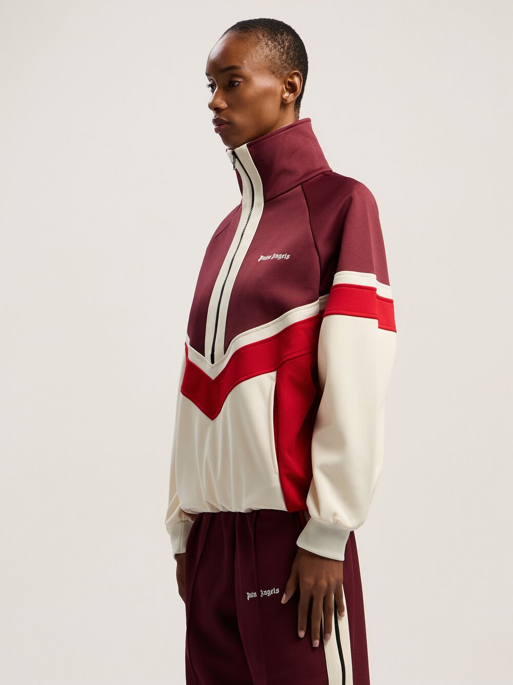 Colorblock Anorak Track Jacket in BURGUNDY - OFF WHITE for Women