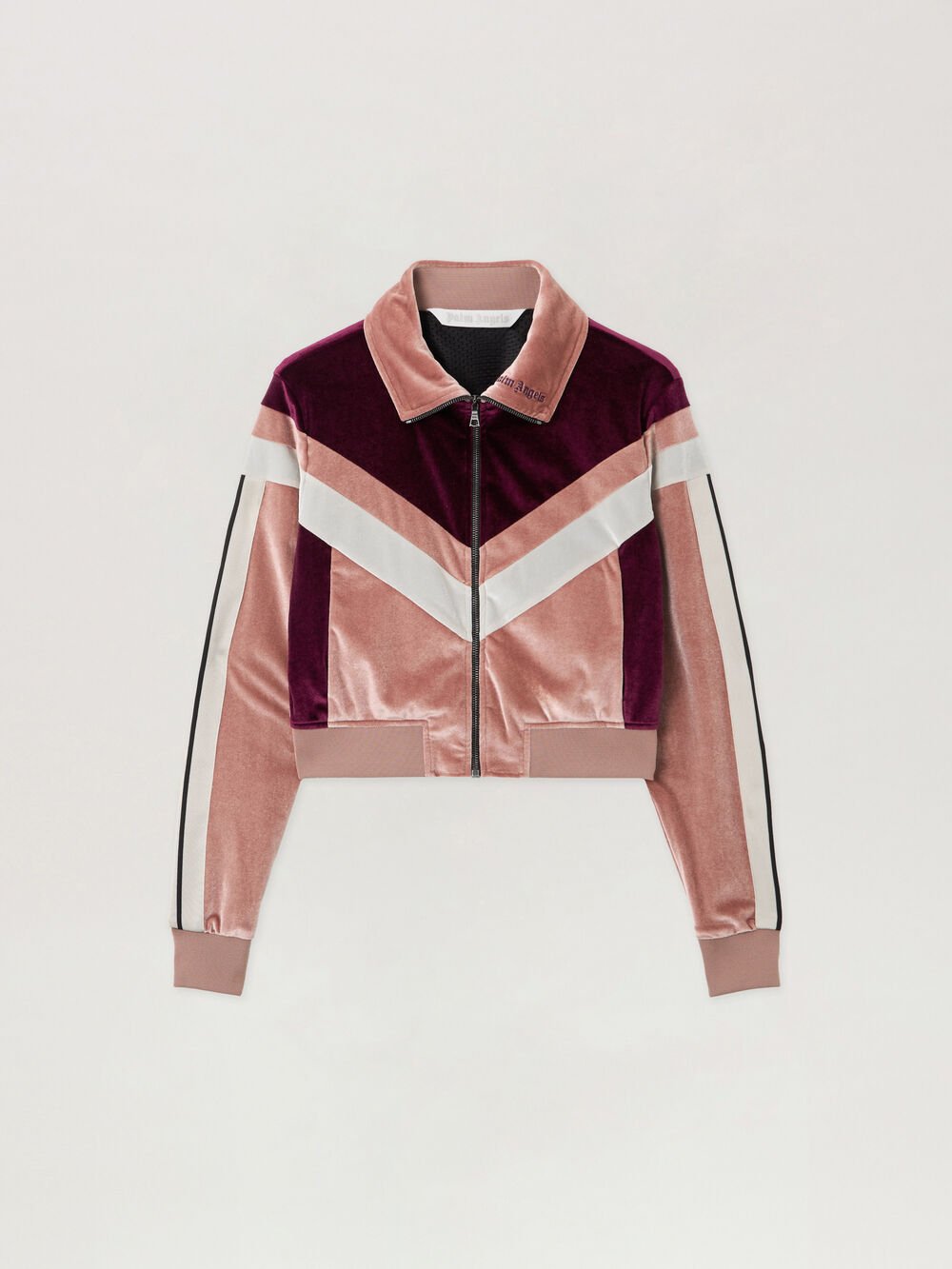 Colorblock Chenille Track Jacket in SOFT PINK - BURGUNDY for Women