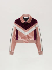 Colorblock Chenille Track Jacket in SOFT PINK - BURGUNDY for Women