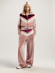Colorblock Chenille Track Jacket in SOFT PINK - BURGUNDY for Women