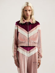Colorblock Chenille Track Jacket in SOFT PINK - BURGUNDY for Women