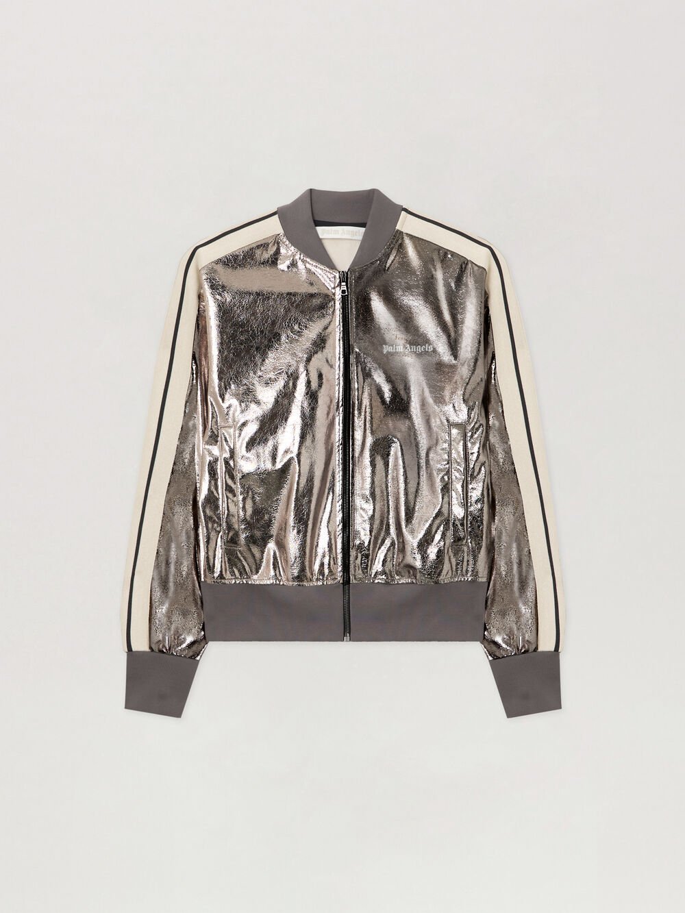 Laminated Track Jacket in GUNMETAL - OFF WHITE for Women