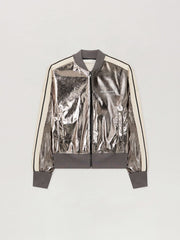 Laminated Track Jacket in GUNMETAL - OFF WHITE for Women