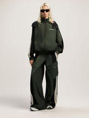 Colorblock Cargo Pants in FOREST GREEN - BLACK for Women