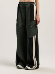 Colorblock Cargo Pants in FOREST GREEN - BLACK for Women