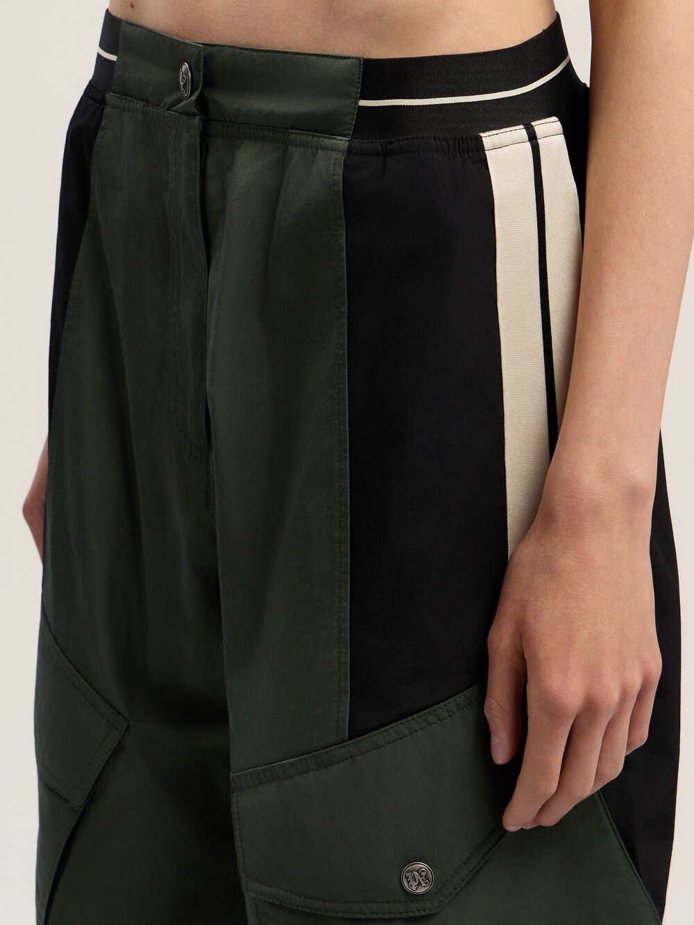 Colorblock Cargo Pants in FOREST GREEN - BLACK for Women