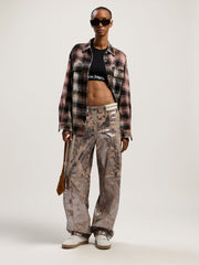 Laminated Leather Carrot Pant in NUDE - SILVER for Women