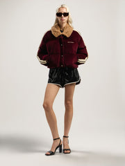 Classic Logo Cord Down Jacket in BURGUNDY - BROWN for Women