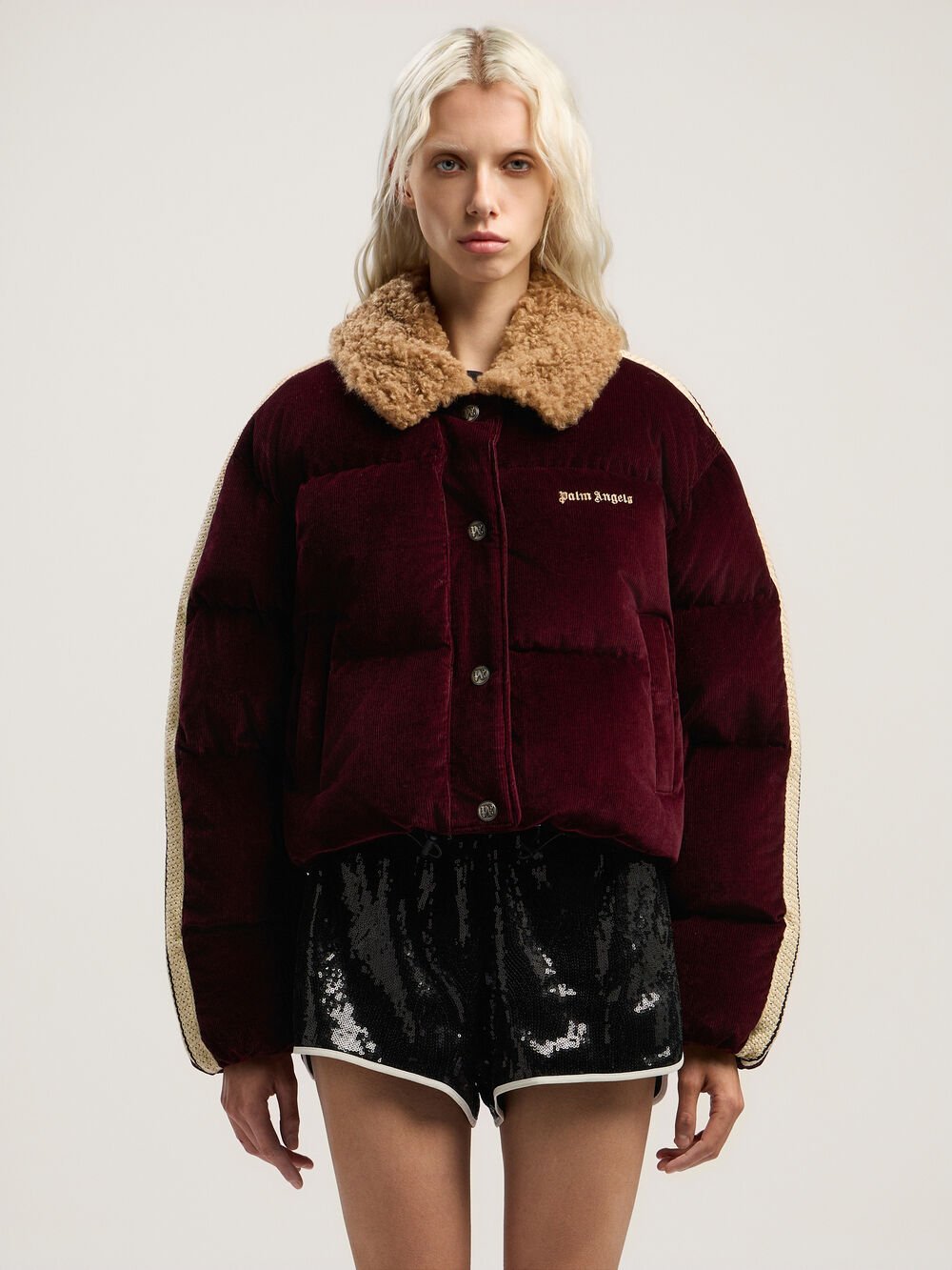 Classic Logo Cord Down Jacket in BURGUNDY - BROWN for Women