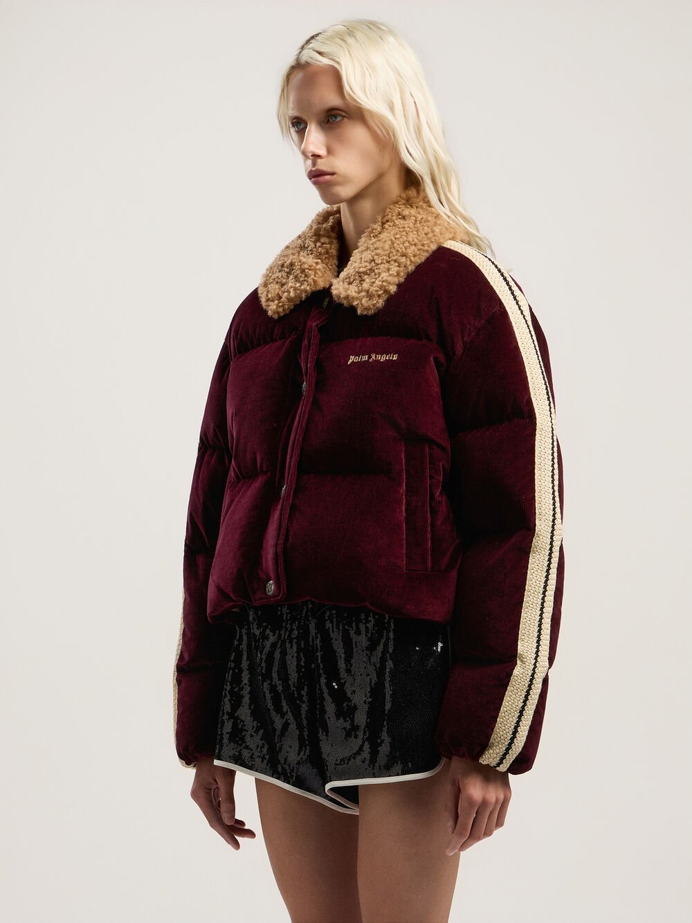 Classic Logo Cord Down Jacket in BURGUNDY - BROWN for Women