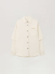 Hybrid Denim Overshirt in OFF WHITE - BLACK for Women