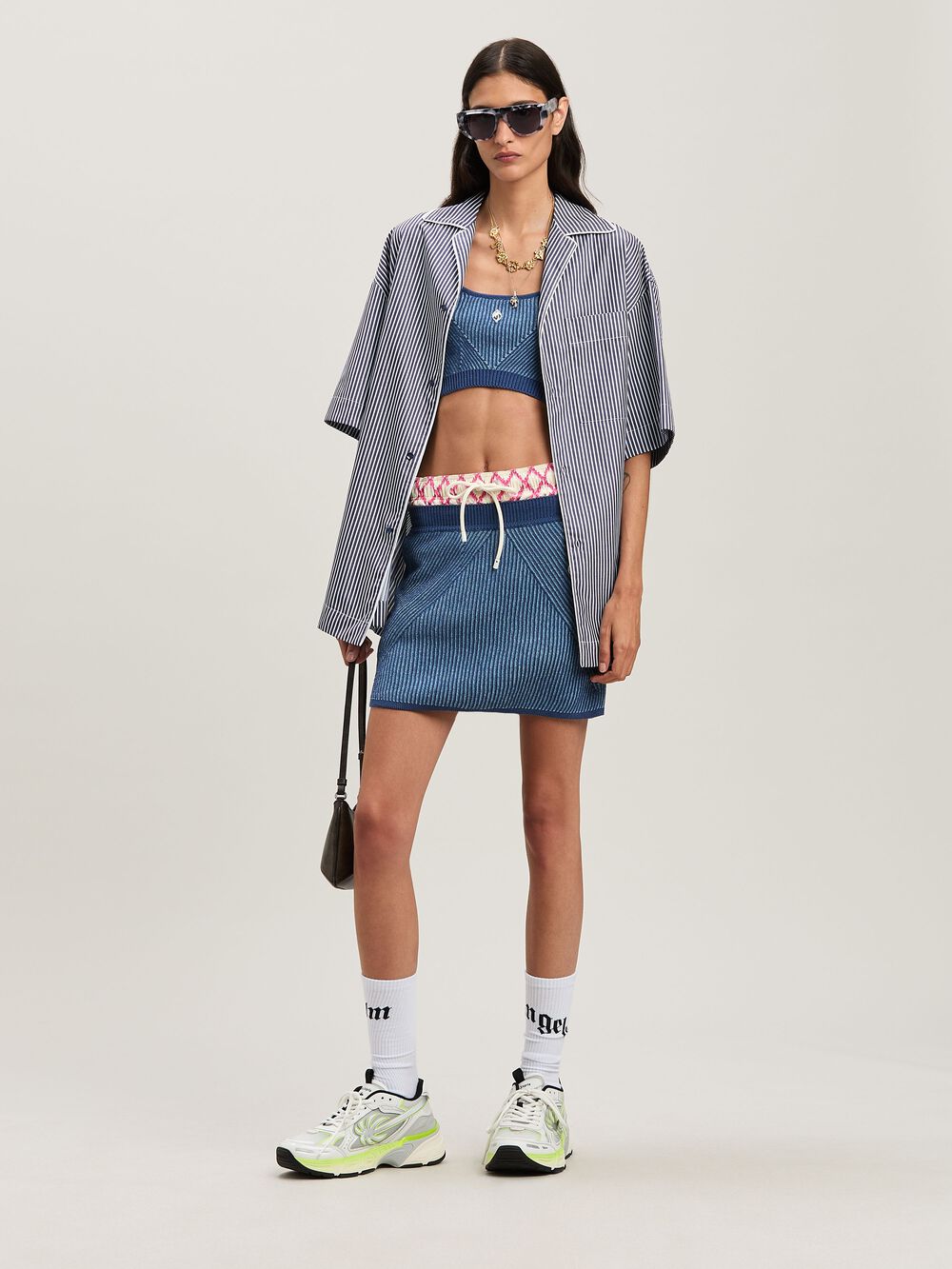 2TONE RIB KNIT TOP INDIGO BLUE - LIGHT B in INDIGO BLUE - LIGHT BLUE for Women