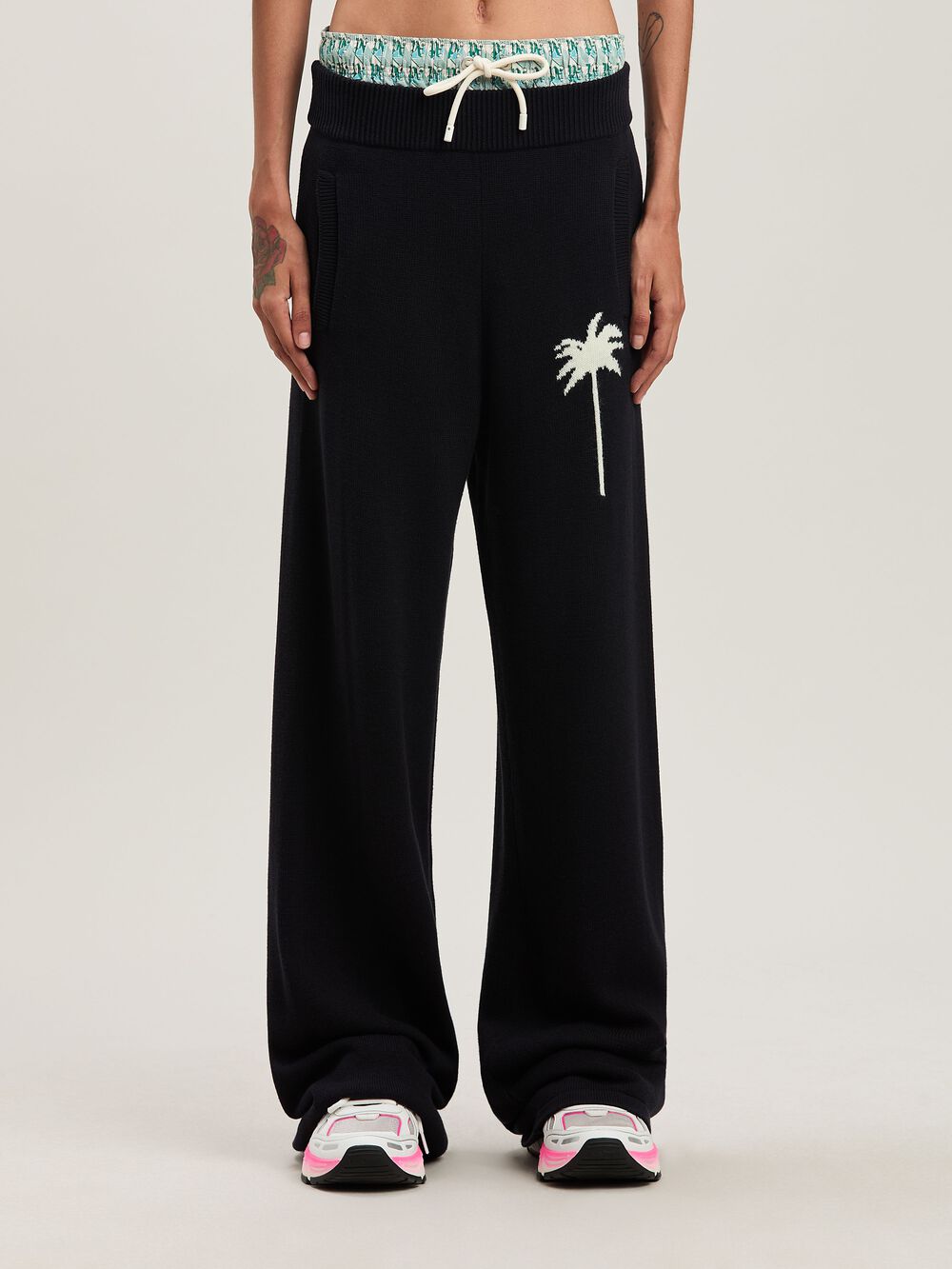 PALMS KNIT PANTS in BLACK - OFF WHITE for Women