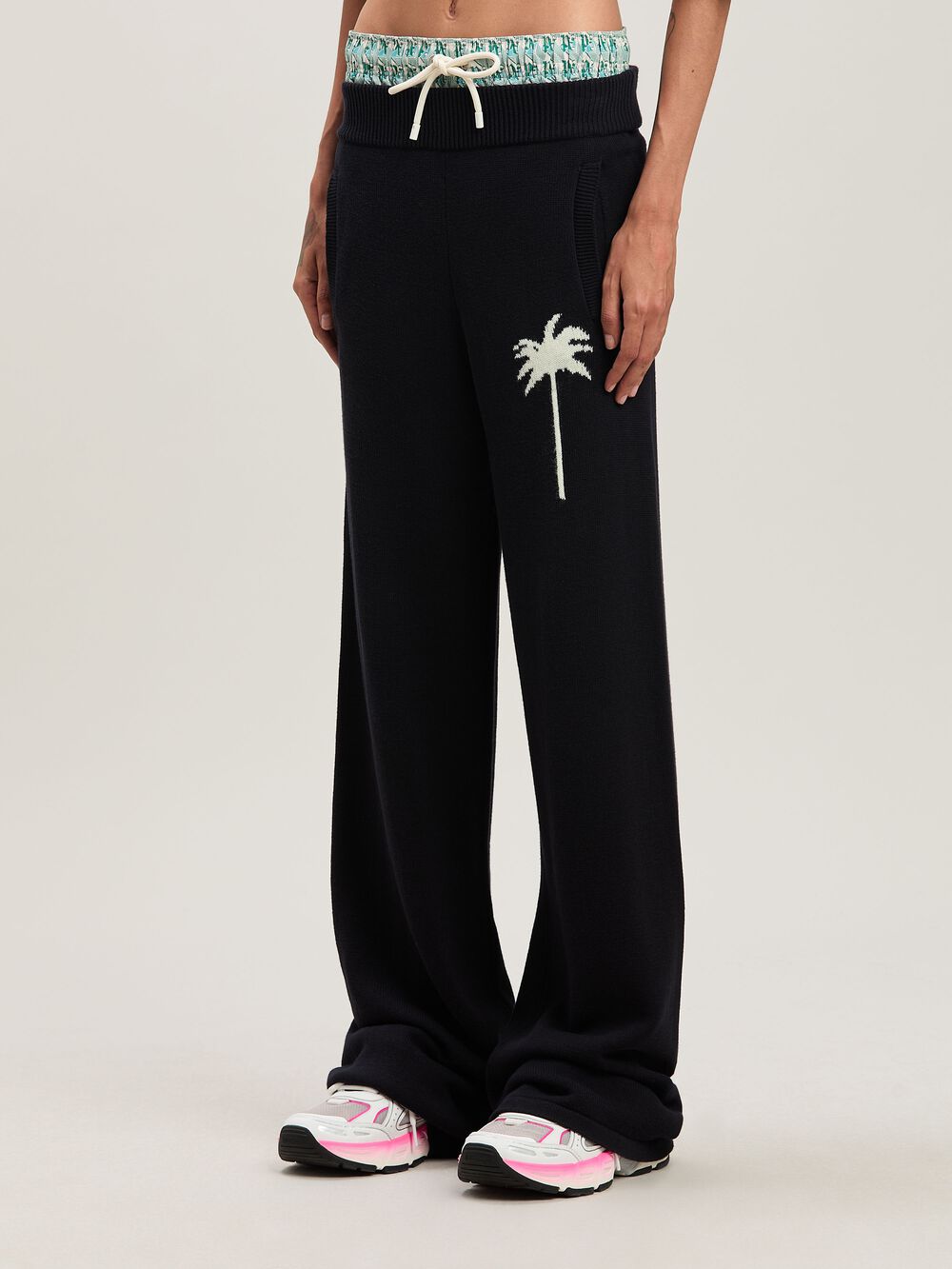PALMS KNIT PANTS in BLACK - OFF WHITE for Women