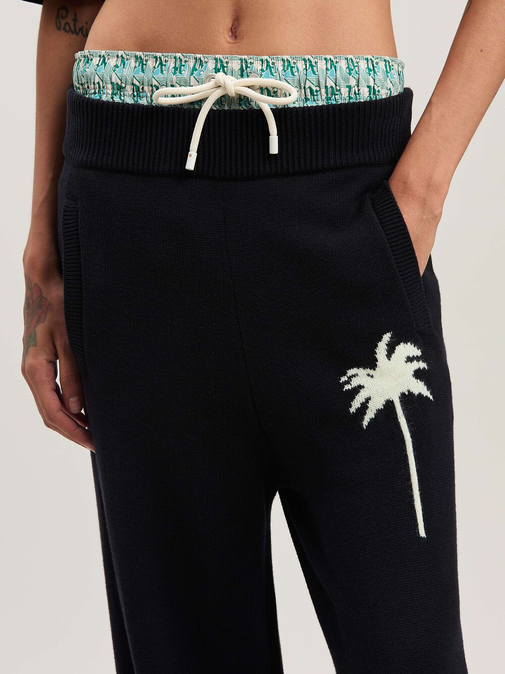 PALMS KNIT PANTS in BLACK - OFF WHITE for Women