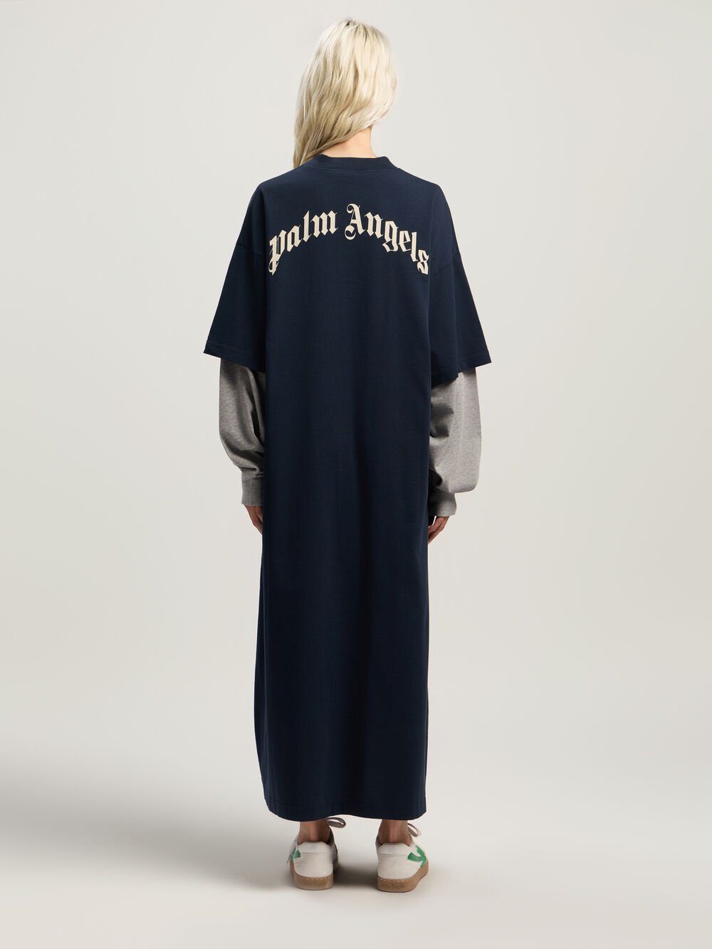 Curved Logo Layered Dress in DARK BLUE - OFF WHITE for Women