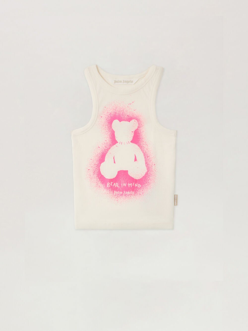 Spray Bear Tank Top in OFF WHITE - FUCHSIA FLUO for Women