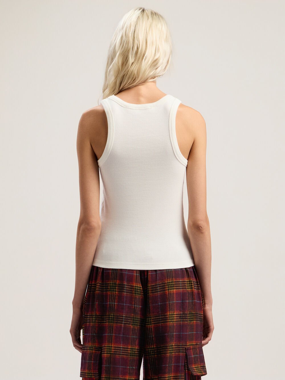 Spray Bear Tank Top in OFF WHITE - FUCHSIA FLUO for Women