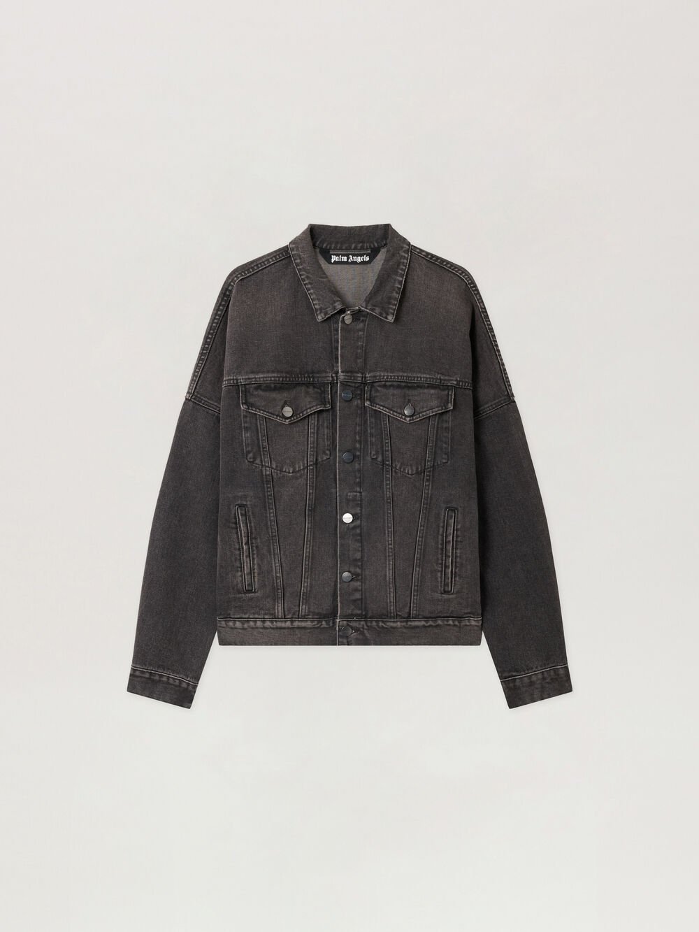 Back Logo Over Denim Jkt in BLACK WHITE for Men