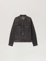 Back Logo Over Denim Jkt in BLACK WHITE for Men
