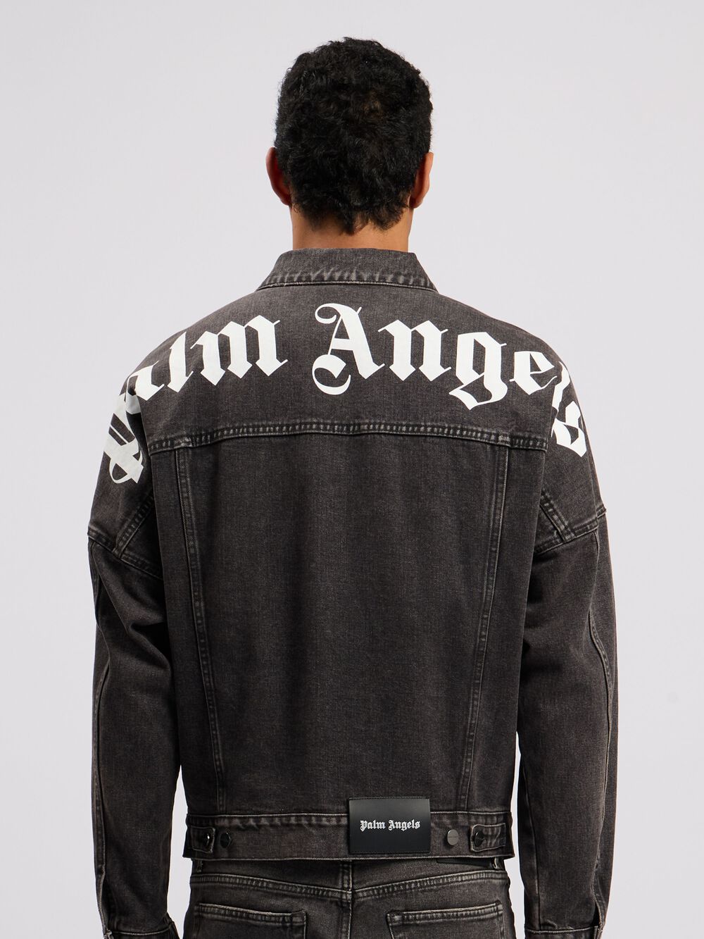 Back Logo Over Denim Jkt in BLACK WHITE for Men