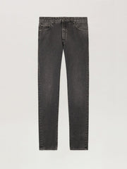 Curved Logo Denim Jeans in BLACK WHITE for Men