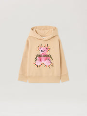 Punk Bear Hoodie in BEIGE - ROSE PINK