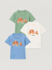 Bear Tripack T-Shirt in DUSTY BLUE BROWN